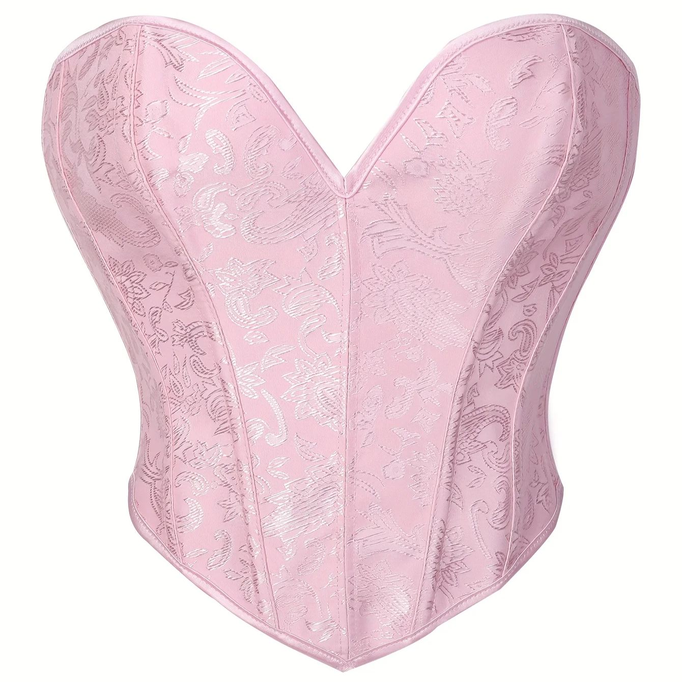 Strapless Bra Backless - Różowy Gorset Gotycki Wiktoriański Damski Vintage